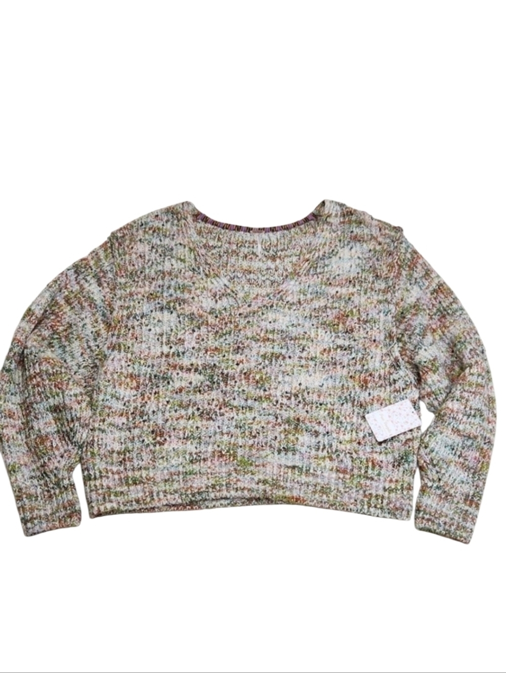 FREE PEOPLE NWT Highland V Sweater in Neutral Combo Sz Med OB1010992 Chunky Cozy